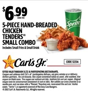 5 PIECE HAND BREADED CHICKEN TENDERS SMALL COMBO COUPON